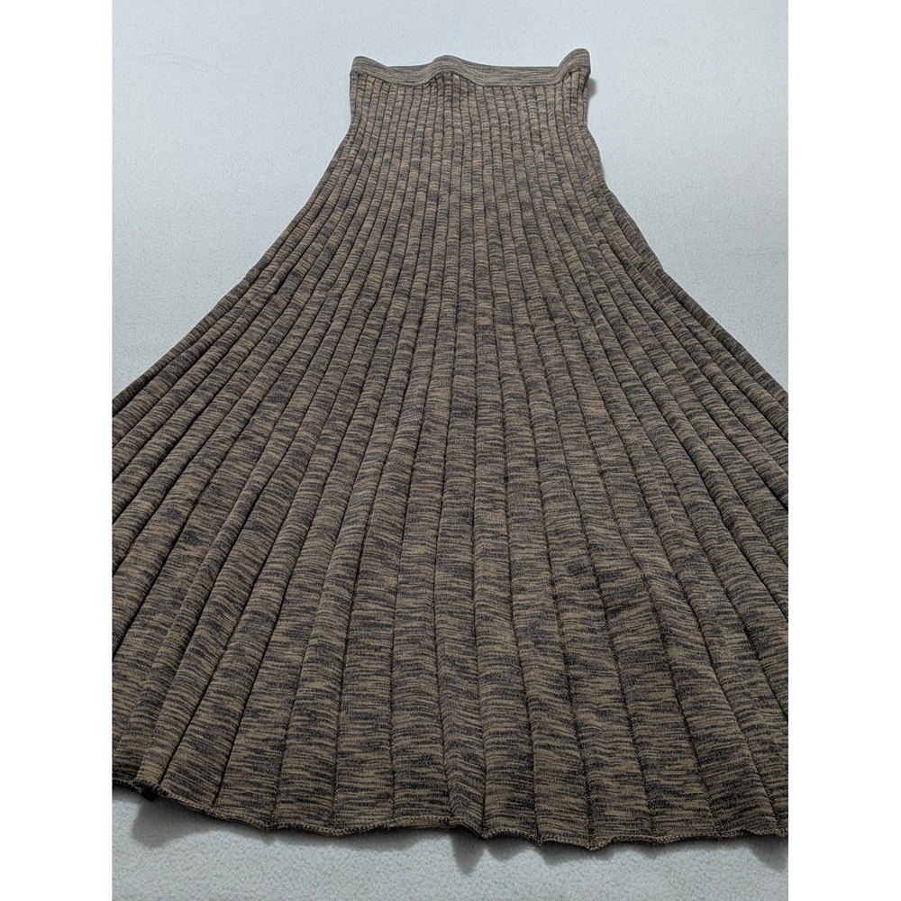 DISSH Skirt Brown Pleated Maxi High Waisted Stretch Small Pull On